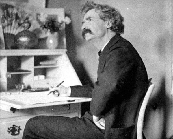 mark twain at desk