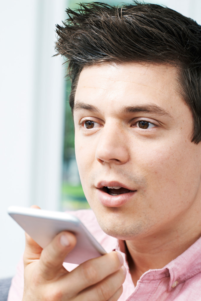 man speaking into phone