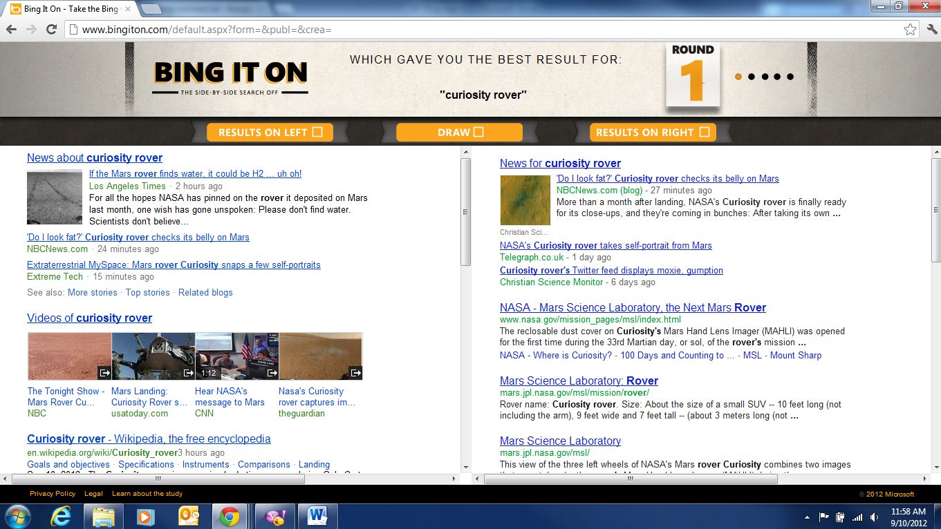 bing vs google search