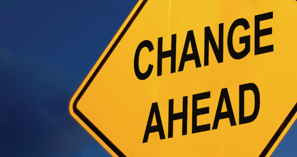 change ahead yellow sign