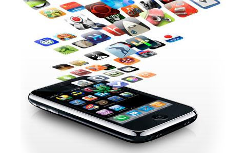 mobile phone with advertising icons
