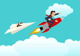 animation of man on rocket