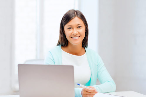 Woman is smiling for picture