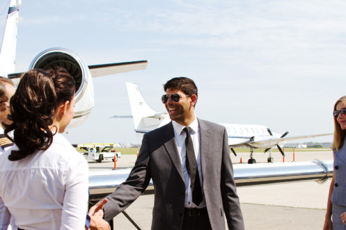 Man is smiling at airport