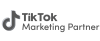 TikTok Marketing Partner logo in grayscale, featuring the TikTok music note icon and text.