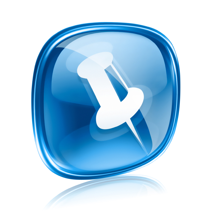 thumbtack icon blue glass