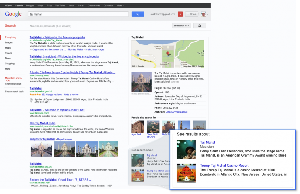 google search for Taj Mahal maps