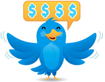twitter bird and money