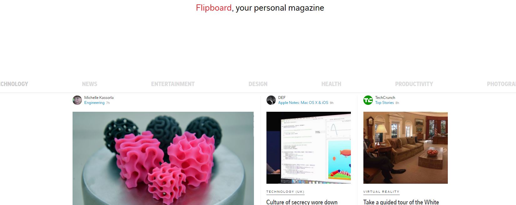 Flipboard Snip Hoomepage