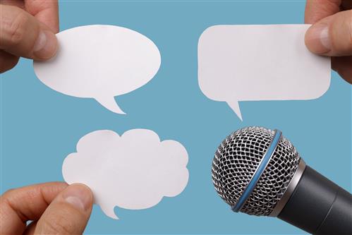 Blank speech bubbles to fill in plus top of microphone