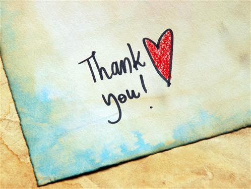 Handwritten Thank You note with red heart