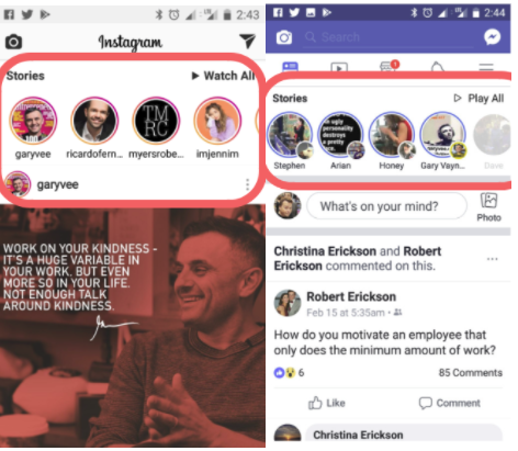 Facebook and Instagram Social Stories