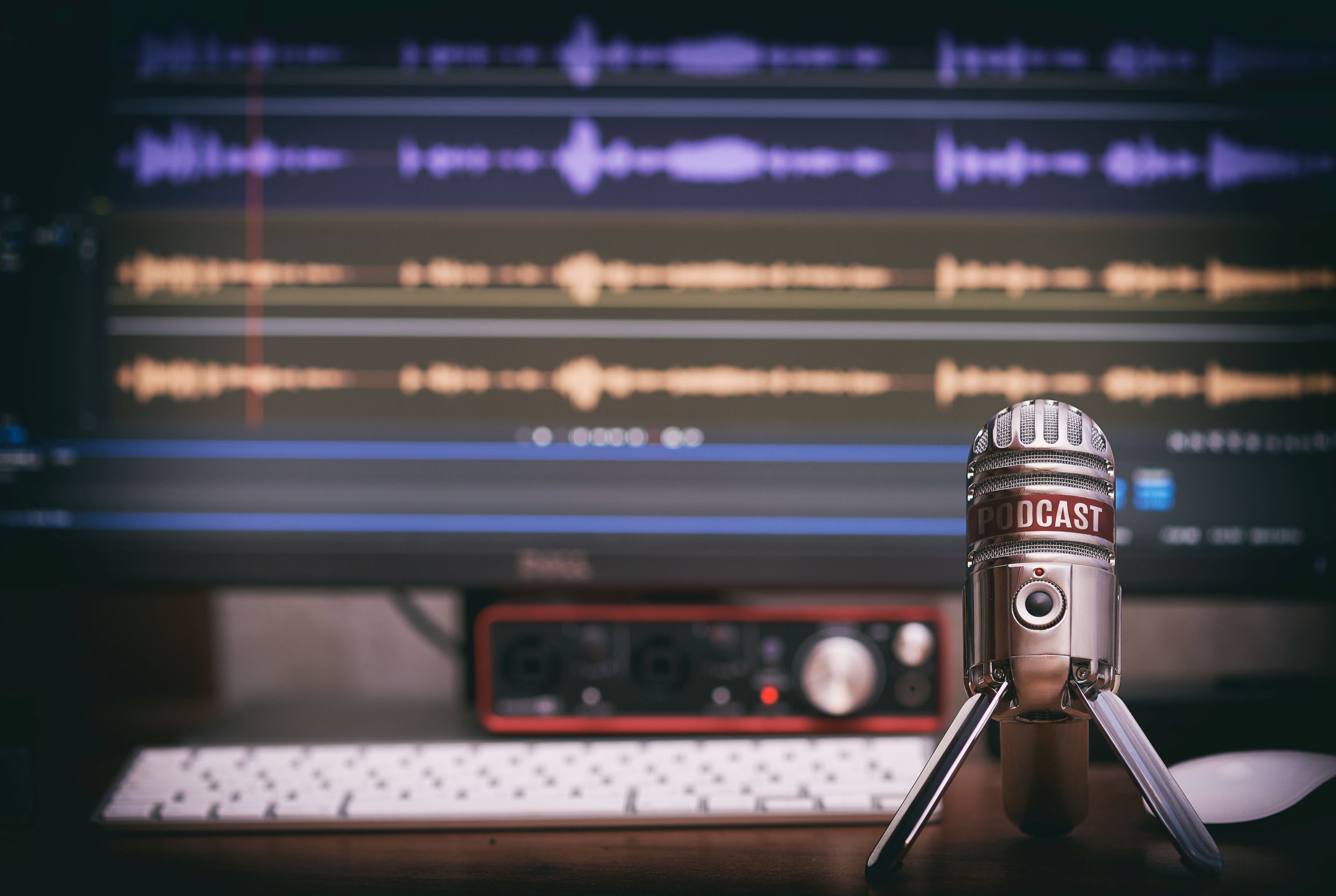 microphone with a podcast icon