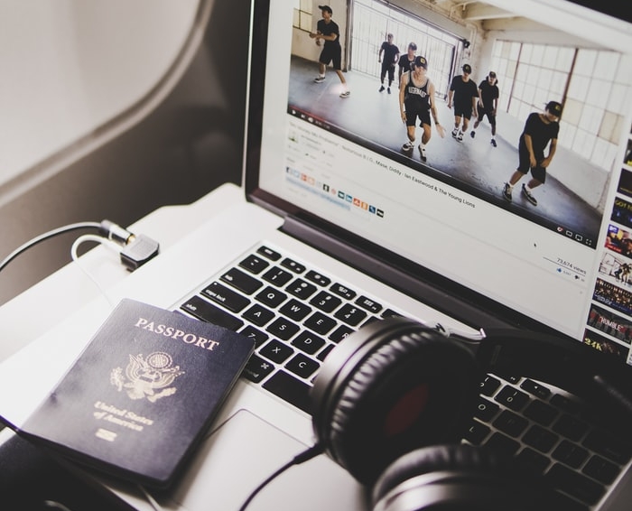 airplane passenger watching youtube