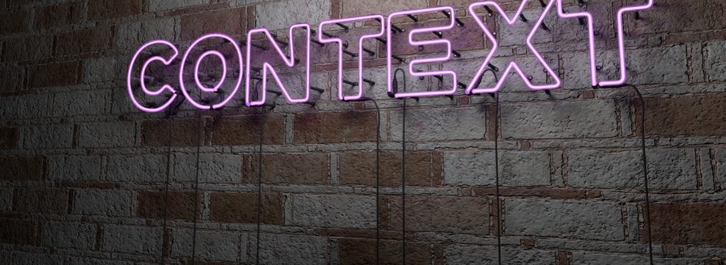 context marketing in neon text blog banner