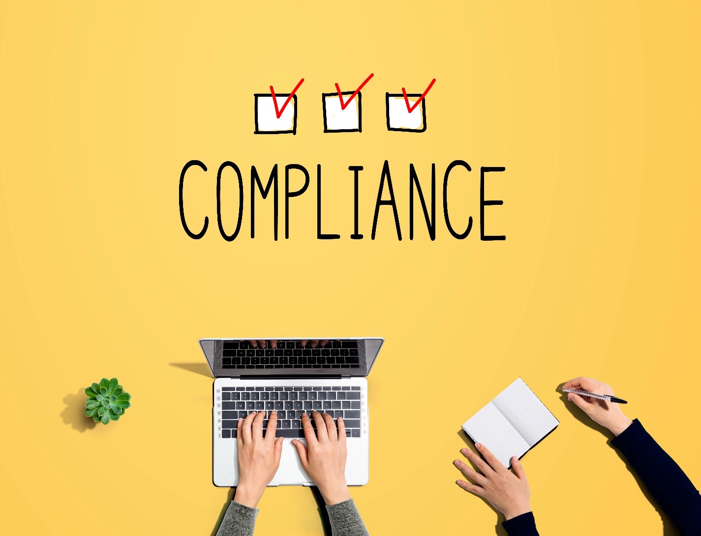 compliance graphic with laptop user