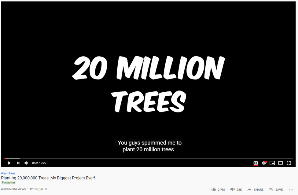 20 Million Trees Planted by MrBeast