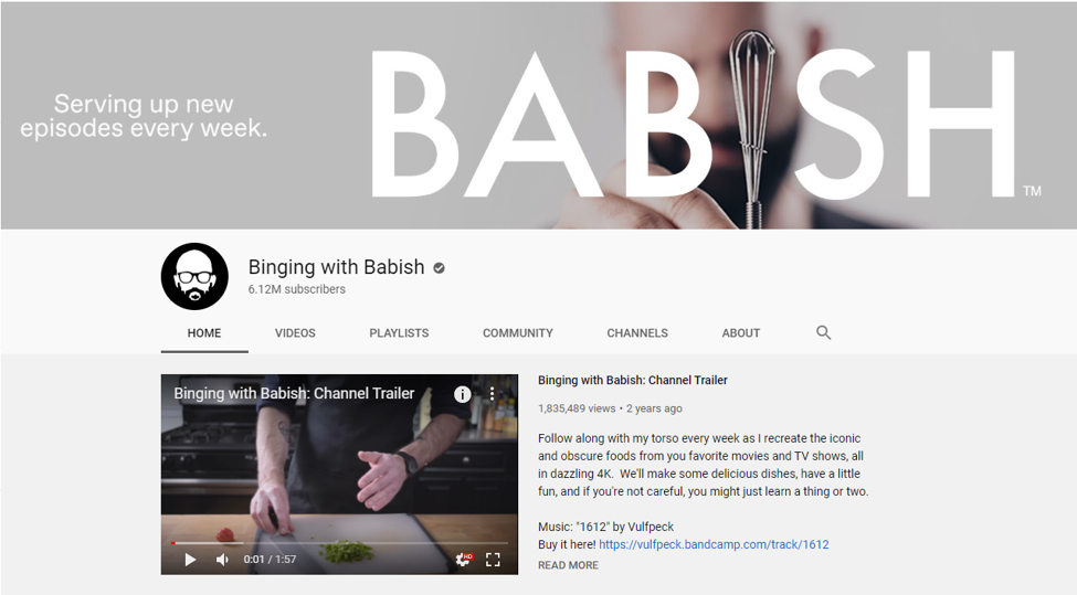 Binging with Babish YouTube Channel