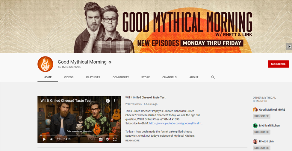 Good Mythical Morning YouTube Channel