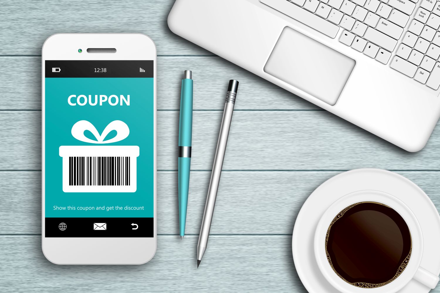coupon code on cell phone ready to be redeemed