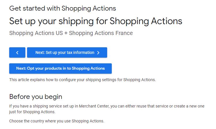 setup your shipping for shopping actions