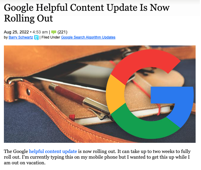 Google helpful content update
