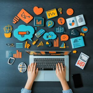 media mix marketing laptop