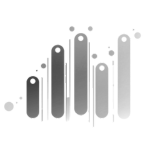 Silver vertical bars of varying heights with small circular accents attached create a 3D abstract design on a transparent background, reminiscent of the sleek interfaces found in Callondoc's innovative applications.