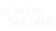 Logo with the text "Klaviyo Partner" in bold white letters on a black background, reflecting a strong marketing strategy.